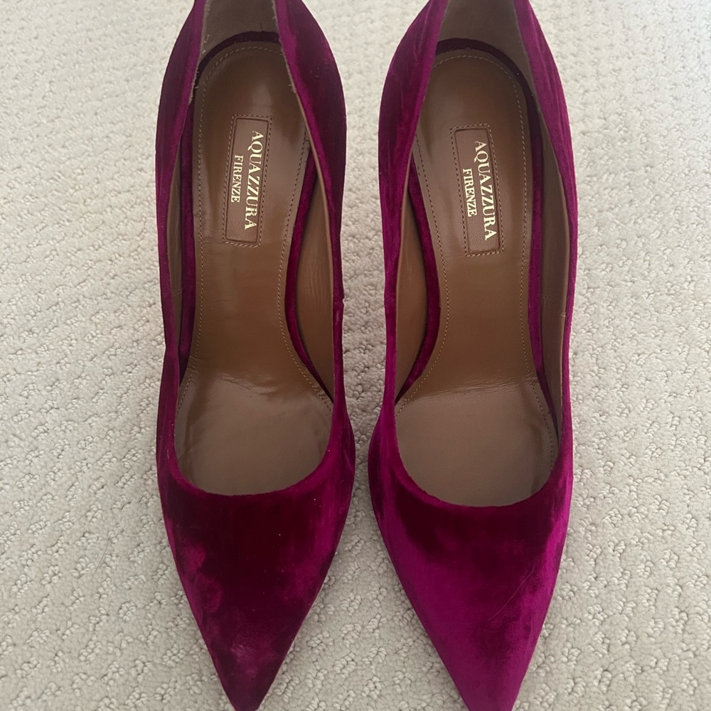 Aquazzura Burgundy Velvet Heels